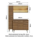 Ver mais imagens de Armário de Cozinha Compacta 137cm Rustic Emilly Madesa 06 Rustic
