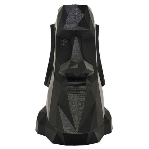 Vaso Estátua Moai Preto Escultura 20 cm Ilha da Páscoa Decoração 3D