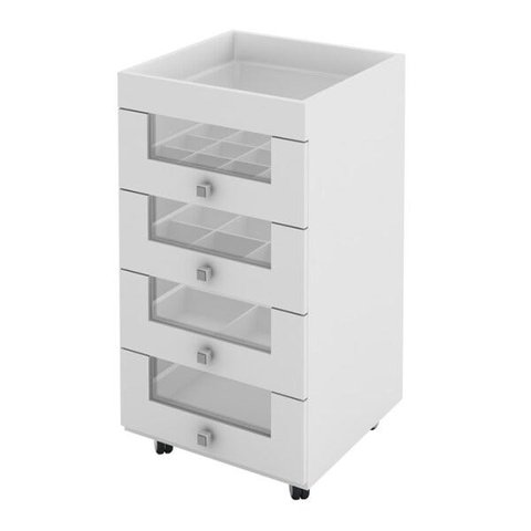 Carrinho Organizador de Maquiagem 4 Gavetas Pe2009 Branco Tecno Mobili