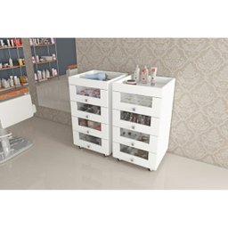 Kit 02 Carrinhos Organizador de Maquiagem PE2009 Branco Tecno Mobili - 6