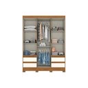 Ver imagem 2 de Guarda Roupa Solteiro 3 Portas e 4 Gavetas C- Pés Briz Lema B55 Nature-veludo Light Cinza Gelo