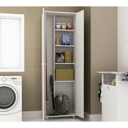Armário para Lavanderia 2 Portas Multiuso Am3101 Branco Tecno Mobili - 2 Armário para Lavanderia 2 Portas Multiuso Am3101 Branco Tecno Mobili - 2
