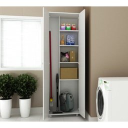 Armário para Lavanderia 2 Portas Multiuso Am3101 Branco Tecno Mobili - 3 Armário para Lavanderia 2 Portas Multiuso Am3101 Branco Tecno Mobili - 3