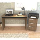 Ver imagem 1 de Conjunto Mesa Escrivaninha e Gaveteiro Gamer B29 Mel Preto Nova Mobile