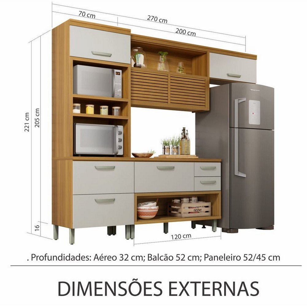 Cozinha 3 Peças Ripado Torre Quente Princesa 100% Mdf Nesher - 5