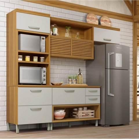 Cozinha 3 Peças Ripado Torre Quente Princesa 100% Mdf Nesher