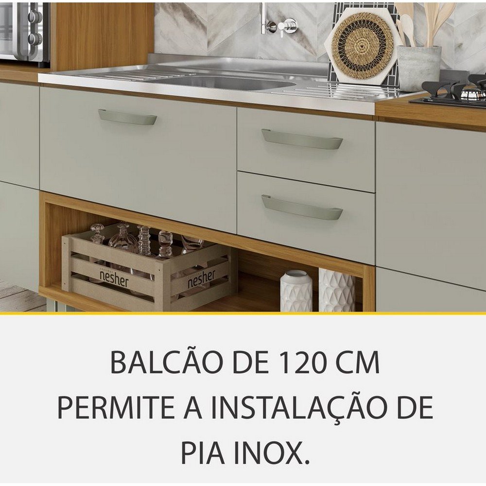 Cozinha 3 Peças Ripado Torre Quente Princesa 100% Mdf Nesher - 8