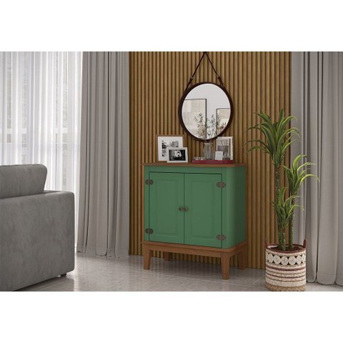Balcão de Madeira Maciça 2 Portas - Cor: Verde