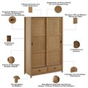 Ver imagem 6 de Guarda Roupa Solteiro Mazzaro F06 2 Portas de Correr 2 Gavetas Madeira Maciça Freijó Lyam Decor