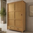 Ver imagem 5 de Guarda Roupa Solteiro Mazzaro F06 2 Portas de Correr 2 Gavetas Madeira Maciça Freijó Lyam Decor