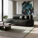Ver imagem 3 de Sofá Orgânico Divã Estofado Sala Recepção Seed 180 Cm Zahav:courino Sintético Preto/courino Braça do
