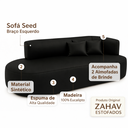 Ver imagem 6 de Sofá Orgânico Divã Estofado Sala Recepção Seed 180 Cm Zahav:courino Sintético Preto/courino Braça do