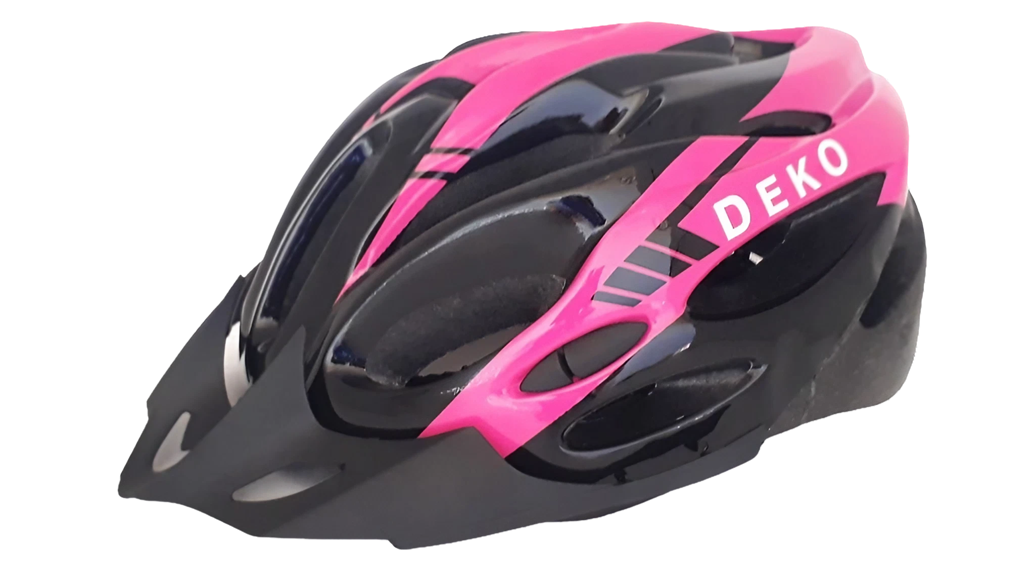 Capacete Com Sinalizador Led Ciclismo Mtb Rosa Preto Deko:Rosa/G