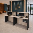 Ver imagem 1 de Conjunto 2 Balcões de Atendimento e Recepção Comercial 140x60cm com Gaveteiro Suspenso de 2 Gavetas