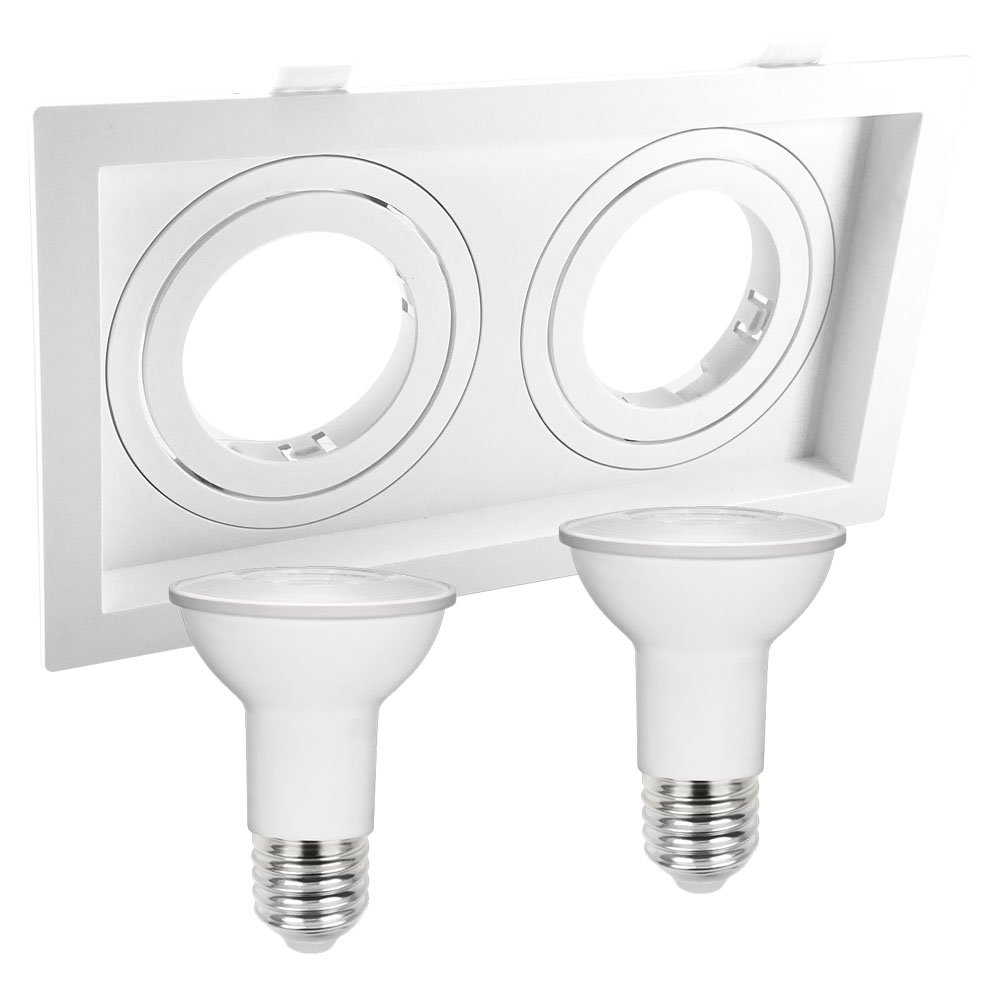 Spot Duplo Embutir Quadrado Recuado Par20 Branco + Led Stella 5,5w 6500K - 1