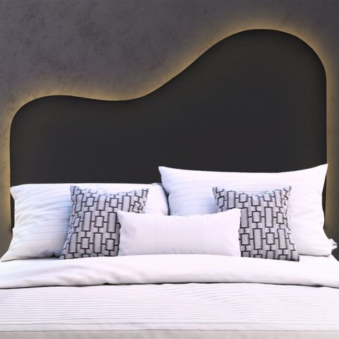 Cabeceira Led Orgânica 140cm Casal Painél para Cama Box Bouclé Serena