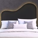 Ver imagem 1 de Cabeceira Led Orgânica 140cm Casal Painél para Cama Box Bouclé Serena