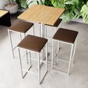 Ver imagem 1 de Conjunto Mesa Alta Bar Bistrô Quadrada Pinus 4 Bancos Estofado Industrial Black Don Castro Decor Ind