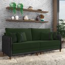 Ver imagem 2 de Sofá 2 Lugares Living 172cm Pé Madeira Valença Pto/veludo Verde K01 - D'Rossi