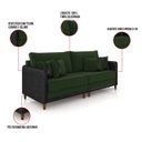 Ver imagem 3 de Sofá 2 Lugares Living 172cm Pé Madeira Valença Pto/veludo Verde K01 - D'Rossi