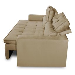 Sofá Retrátil e Reclinável 3 lugares com Molas 1,80m Vegas Suede Bege Adonai Estofados - 8