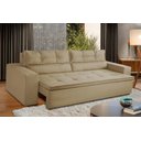 Ver imagem 1 de Sofá Retrátil e Reclinável 3 lugares com Molas 1,80m Vegas Suede Bege Adonai Estofados