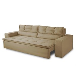 Sofá Retrátil e Reclinável 3 lugares com Molas 1,80m Vegas Suede Bege Adonai Estofados - 4