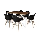 Ver imagem 2 de Mesa Jantar Industrial Retangular Amêndoa 137x90cm Base V Ferro Branco com 6 Poltronas Eames Preta M