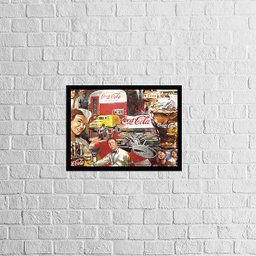 Quadro Vintage Coca-Cola 33x24cm - com vidro:Madeira preta - 1