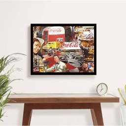 Quadro Vintage Coca-Cola 33x24cm - com vidro:Madeira preta - 2