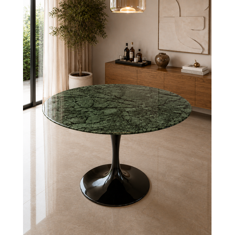 Mesa de Jantar Saarinen Preto Redonda 80cm - Verde Guatemala