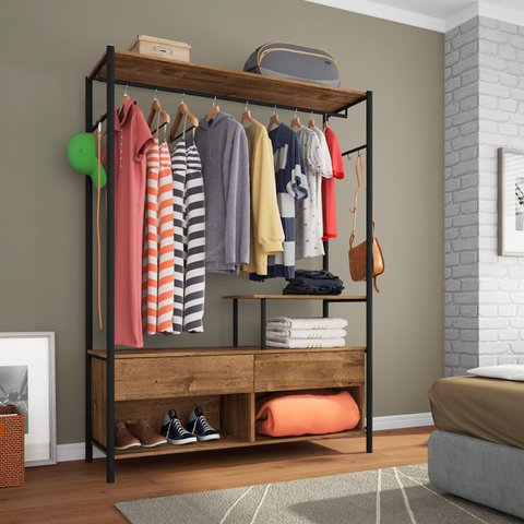 Guarda Roupa Closet 2 Gavetas Barcelona Preto-demolição - Artefamol