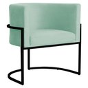 Ver imagem 1 de Poltrona Decorativa Sala Estar Recepção Escritório Luana Base Preta Veludo Acqua - Montanaris Decor