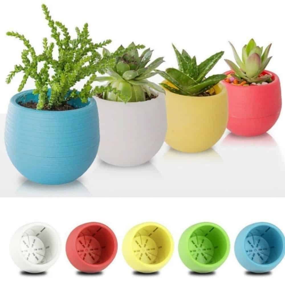 Vaso Decorativo Plástico Cachepot Redondo Branco P/ Plantas - 2