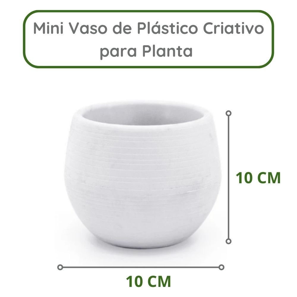 Vaso Decorativo Plástico Cachepot Redondo Branco P/ Plantas - 4