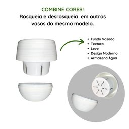 Vaso Decorativo Plástico Cachepot Redondo Branco P/ Plantas - 5