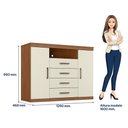 Ver imagem 4 de Guarda Roupa Casal Ripado 4 Portas Buriti com Espelho e Cômoda Havana Master Jatobá Areia Acetinado