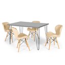 Ver imagem 1 de Conjunto Mesa de Jantar Hairpin 130x80 Volpi com 4 Cadeiras Eiffel Slim - Nude