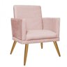 Kit 01 Poltronas Decorativa Nina com Rodapé e 01 Namoradeira Suede Rose - Bela Casa Shop - 3