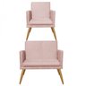 Kit 01 Poltronas Decorativa Nina com Rodapé e 01 Namoradeira Suede Rose - Bela Casa Shop - 1