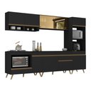 Ver imagem 2 de Cozinha Modulada Completa Compacta 287cm com Balcão para Cooktop Veneza Multimóveis Mp2269 Preto