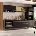 Ver imagem 1 de Cozinha Modulada Completa Compacta 287cm com Balcão para Cooktop Veneza Multimóveis Mp2269 Preto