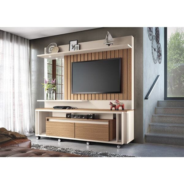 Home Theater Eclipse Off White/Nature - HB Móveis - 2