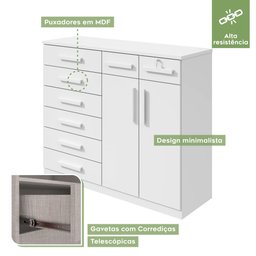 Cômoda com 8 Gavetas e 2 Portas Toronto Móveis Lopas - 5