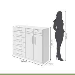 Cômoda com 8 Gavetas e 2 Portas Toronto Móveis Lopas - 3