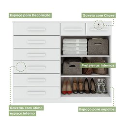 Cômoda com 8 Gavetas e 2 Portas Toronto Móveis Lopas - 7