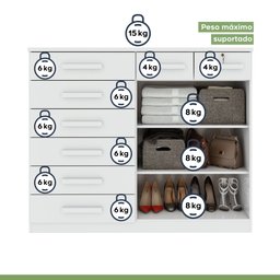 Cômoda com 8 Gavetas e 2 Portas Toronto Móveis Lopas - 8