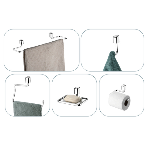 Kit de Banheiro para Pendurar Parede 5 Peças Schmitt Aramado:cromado