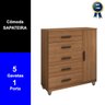 Cômoda Sapateira Gaveteiro Multiuso 1 Porta 5 Gavetas Cinamomo - 3