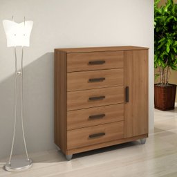 Cômoda Sapateira Gaveteiro Multiuso 1 Porta 5 Gavetas Cinamomo - 1